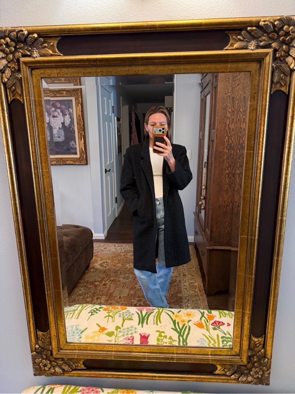 Vintage Classic Black Long Wool Coat